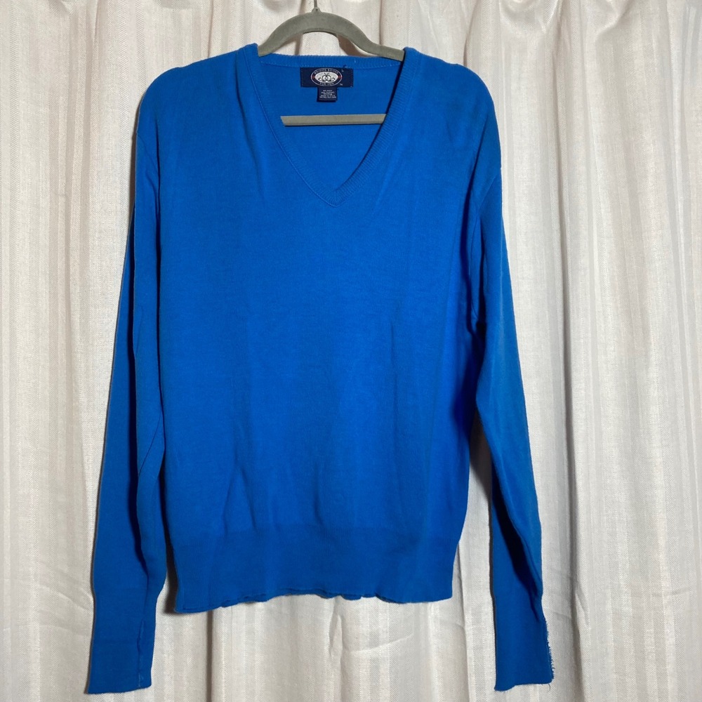 Knights Bridge Mens V-Neck Sweater Royal Blue Orlon Acrylic Knit Vintage USA L